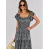 imageANRABESS Womens Casual Summer Maxi Dress Flutter Short Sleeve Scoop Neck Smocked A Line Flowy Beach Vacation Long DressesBlack Floral
