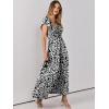 imageANRABESS Womens Casual Summer Maxi Dress Flutter Short Sleeve Scoop Neck Smocked A Line Flowy Beach Vacation Long DressesBlack White Floral