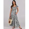 imageANRABESS Womens Casual Summer Maxi Dress Flutter Short Sleeve Scoop Neck Smocked A Line Flowy Beach Vacation Long DressesBlack White Floral