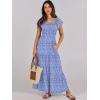 imageANRABESS Womens Casual Summer Maxi Dress Flutter Short Sleeve Scoop Neck Smocked A Line Flowy Beach Vacation Long DressesBlue Floral