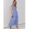 imageANRABESS Womens Casual Summer Maxi Dress Flutter Short Sleeve Scoop Neck Smocked A Line Flowy Beach Vacation Long DressesBlue Floral