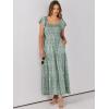 imageANRABESS Womens Casual Summer Maxi Dress Flutter Short Sleeve Scoop Neck Smocked A Line Flowy Beach Vacation Long DressesGreen Floral