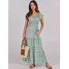 imageANRABESS Womens Casual Summer Maxi Dress Flutter Short Sleeve Scoop Neck Smocked A Line Flowy Beach Vacation Long DressesGreen Floral