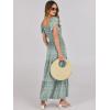 imageANRABESS Womens Casual Summer Maxi Dress Flutter Short Sleeve Scoop Neck Smocked A Line Flowy Beach Vacation Long DressesGreen Floral