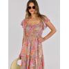 imageANRABESS Womens Casual Summer Maxi Dress Flutter Short Sleeve Scoop Neck Smocked A Line Flowy Beach Vacation Long DressesGreygreen Floral