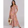 imageANRABESS Womens Casual Summer Maxi Dress Flutter Short Sleeve Scoop Neck Smocked A Line Flowy Beach Vacation Long DressesGreygreen Floral
