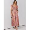 imageANRABESS Womens Casual Summer Maxi Dress Flutter Short Sleeve Scoop Neck Smocked A Line Flowy Beach Vacation Long DressesGreygreen Floral
