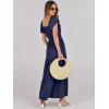 imageANRABESS Womens Casual Summer Maxi Dress Flutter Short Sleeve Scoop Neck Smocked A Line Flowy Beach Vacation Long DressesNavy Blue