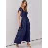 imageANRABESS Womens Casual Summer Maxi Dress Flutter Short Sleeve Scoop Neck Smocked A Line Flowy Beach Vacation Long DressesNavy Blue