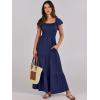 imageANRABESS Womens Casual Summer Maxi Dress Flutter Short Sleeve Scoop Neck Smocked A Line Flowy Beach Vacation Long DressesNavy Blue