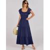imageANRABESS Womens Casual Summer Maxi Dress Flutter Short Sleeve Scoop Neck Smocked A Line Flowy Beach Vacation Long DressesNavy Blue