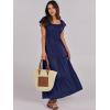 imageANRABESS Womens Casual Summer Maxi Dress Flutter Short Sleeve Scoop Neck Smocked A Line Flowy Beach Vacation Long DressesNavy Blue