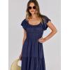 imageANRABESS Womens Casual Summer Maxi Dress Flutter Short Sleeve Scoop Neck Smocked A Line Flowy Beach Vacation Long DressesNavy Blue