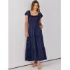 imageANRABESS Womens Casual Summer Maxi Dress Flutter Short Sleeve Scoop Neck Smocked A Line Flowy Beach Vacation Long DressesNavy Blue