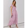 imageANRABESS Womens Casual Summer Maxi Dress Flutter Short Sleeve Scoop Neck Smocked A Line Flowy Beach Vacation Long DressesPink Floral