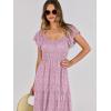 imageANRABESS Womens Casual Summer Maxi Dress Flutter Short Sleeve Scoop Neck Smocked A Line Flowy Beach Vacation Long DressesPink Floral