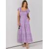 imageANRABESS Womens Casual Summer Maxi Dress Flutter Short Sleeve Scoop Neck Smocked A Line Flowy Beach Vacation Long DressesPurple Floral