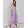 imageANRABESS Womens Casual Summer Maxi Dress Flutter Short Sleeve Scoop Neck Smocked A Line Flowy Beach Vacation Long DressesPurple Floral