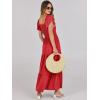 imageANRABESS Womens Casual Summer Maxi Dress Flutter Short Sleeve Scoop Neck Smocked A Line Flowy Beach Vacation Long DressesRed Floral
