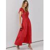 imageANRABESS Womens Casual Summer Maxi Dress Flutter Short Sleeve Scoop Neck Smocked A Line Flowy Beach Vacation Long DressesRed Floral