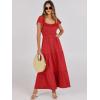 imageANRABESS Womens Casual Summer Maxi Dress Flutter Short Sleeve Scoop Neck Smocked A Line Flowy Beach Vacation Long DressesRed Floral