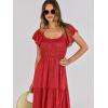 imageANRABESS Womens Casual Summer Maxi Dress Flutter Short Sleeve Scoop Neck Smocked A Line Flowy Beach Vacation Long DressesRed Floral