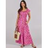 imageANRABESS Womens Casual Summer Maxi Dress Flutter Short Sleeve Scoop Neck Smocked A Line Flowy Beach Vacation Long DressesRose Red Floral