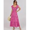 imageANRABESS Womens Casual Summer Maxi Dress Flutter Short Sleeve Scoop Neck Smocked A Line Flowy Beach Vacation Long DressesRose Red Floral
