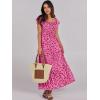 imageANRABESS Womens Casual Summer Maxi Dress Flutter Short Sleeve Scoop Neck Smocked A Line Flowy Beach Vacation Long DressesRose Red Floral