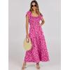 imageANRABESS Womens Casual Summer Maxi Dress Flutter Short Sleeve Scoop Neck Smocked A Line Flowy Beach Vacation Long DressesRose Red Floral