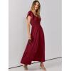 imageANRABESS Womens Casual Summer Maxi Dress Flutter Short Sleeve Scoop Neck Smocked A Line Flowy Beach Vacation Long DressesWine Red