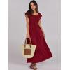 imageANRABESS Womens Casual Summer Maxi Dress Flutter Short Sleeve Scoop Neck Smocked A Line Flowy Beach Vacation Long DressesWine Red