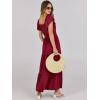 imageANRABESS Womens Casual Summer Maxi Dress Flutter Short Sleeve Scoop Neck Smocked A Line Flowy Beach Vacation Long DressesWine Red