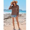 imageANRABESS Womens Crochet Cover Up Summer Long Sleeve Loose Fit Casual Sweater Tops Hollow Out Knit Swimwear 2025 Beach ShirtsBrown