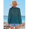 imageANRABESS Womens Crochet Cover Up Summer Long Sleeve Loose Fit Casual Sweater Tops Hollow Out Knit Swimwear 2025 Beach ShirtsCyan