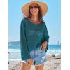 imageANRABESS Womens Crochet Cover Up Summer Long Sleeve Loose Fit Casual Sweater Tops Hollow Out Knit Swimwear 2025 Beach ShirtsCyan