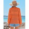 imageANRABESS Womens Crochet Cover Up Summer Long Sleeve Loose Fit Casual Sweater Tops Hollow Out Knit Swimwear 2025 Beach ShirtsOrange