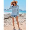 imageANRABESS Womens Crochet Cover Up Summer Long Sleeve Loose Fit Casual Sweater Tops Hollow Out Knit Swimwear 2025 Beach ShirtsSky Blue