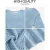 imageANRABESS Womens Crochet Cover Up Summer Long Sleeve Loose Fit Casual Sweater Tops Hollow Out Knit Swimwear 2025 Beach ShirtsSky Blue