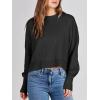 imageANRABESS Womens Cropped Sweaters Oversized Crewneck Long Batwing Sleeve Side Slit Ribbed Knit Pullover Tops 2025 Fall ClothesBlack