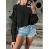 imageANRABESS Womens Cropped Sweaters Oversized Crewneck Long Batwing Sleeve Side Slit Ribbed Knit Pullover Tops 2025 Fall ClothesBlack