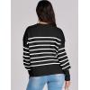 imageANRABESS Womens Cropped Sweaters Oversized Crewneck Long Batwing Sleeve Side Slit Ribbed Knit Pullover Tops 2025 Fall ClothesStripe Black White