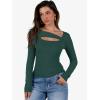 imageANRABESS Womens Cutout Tops Trendy Sexy Long Sleeve Shirts Ribbed Slim Fit Tee 2025 Fall Fashion Going Out Tshirts ClothesGreen