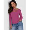 imageANRABESS Womens Cutout Tops Trendy Sexy Long Sleeve Shirts Ribbed Slim Fit Tee 2025 Fall Fashion Going Out Tshirts ClothesHot Pink