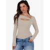imageANRABESS Womens Cutout Tops Trendy Sexy Long Sleeve Shirts Ribbed Slim Fit Tee 2025 Fall Fashion Going Out Tshirts ClothesKhaki