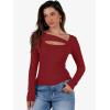 imageANRABESS Womens Cutout Tops Trendy Sexy Long Sleeve Shirts Ribbed Slim Fit Tee 2025 Fall Fashion Going Out Tshirts ClothesRed
