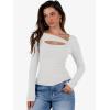 imageANRABESS Womens Cutout Tops Trendy Sexy Long Sleeve Shirts Ribbed Slim Fit Tee 2025 Fall Fashion Going Out Tshirts ClothesWhite