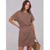 imageANRABESS Womens Dresses 2025 Summer Casual Short Sleeve Crew Neck Elastic Waist Mini T Shirt Dress with PocketsBrown