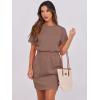 imageANRABESS Womens Dresses 2025 Summer Casual Short Sleeve Crew Neck Elastic Waist Mini T Shirt Dress with PocketsBrown