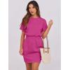 imageANRABESS Womens Dresses 2025 Summer Casual Short Sleeve Crew Neck Elastic Waist Mini T Shirt Dress with PocketsHot Pink